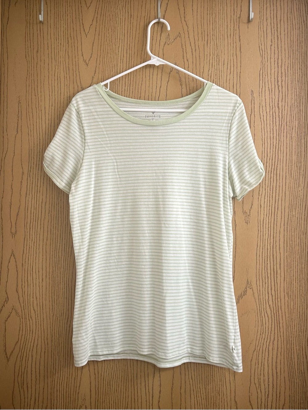 American Eagle Outfitters Pale Green Striped Short Sleeve Tee